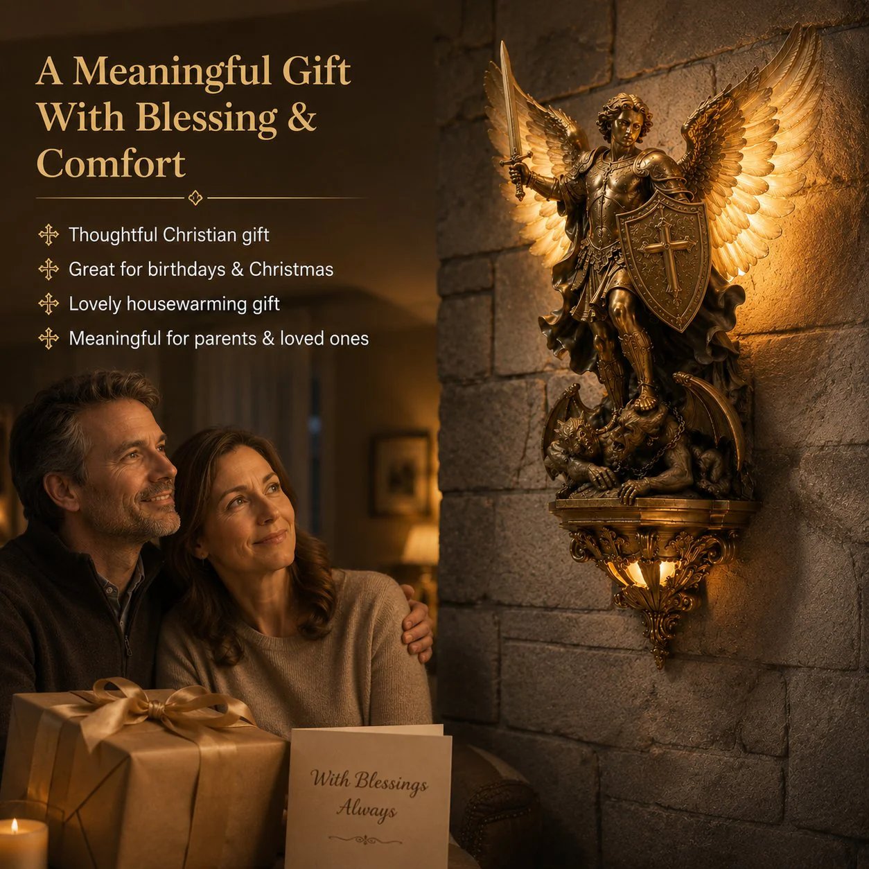 🔥 50% OFF TODAY ✨ Divine Archangel Wall Light | Protection & Faith Decor