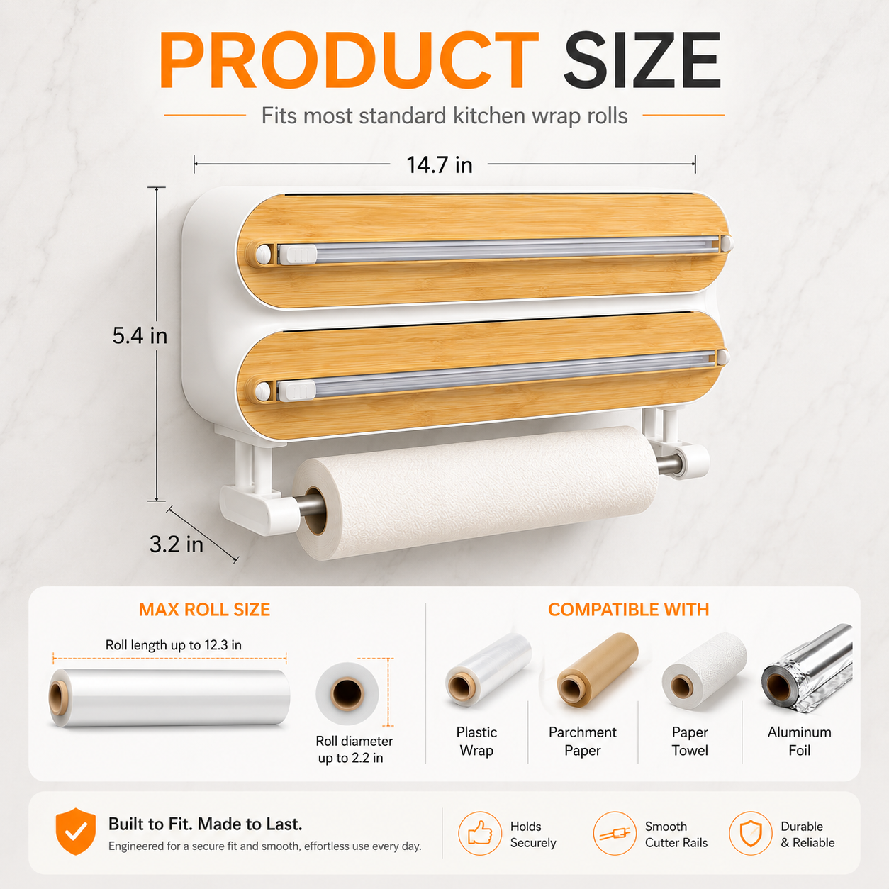 🚚Free Shipping 📦4-in-1 Magnetic Kitchen Wrap Dispenser with Cutters