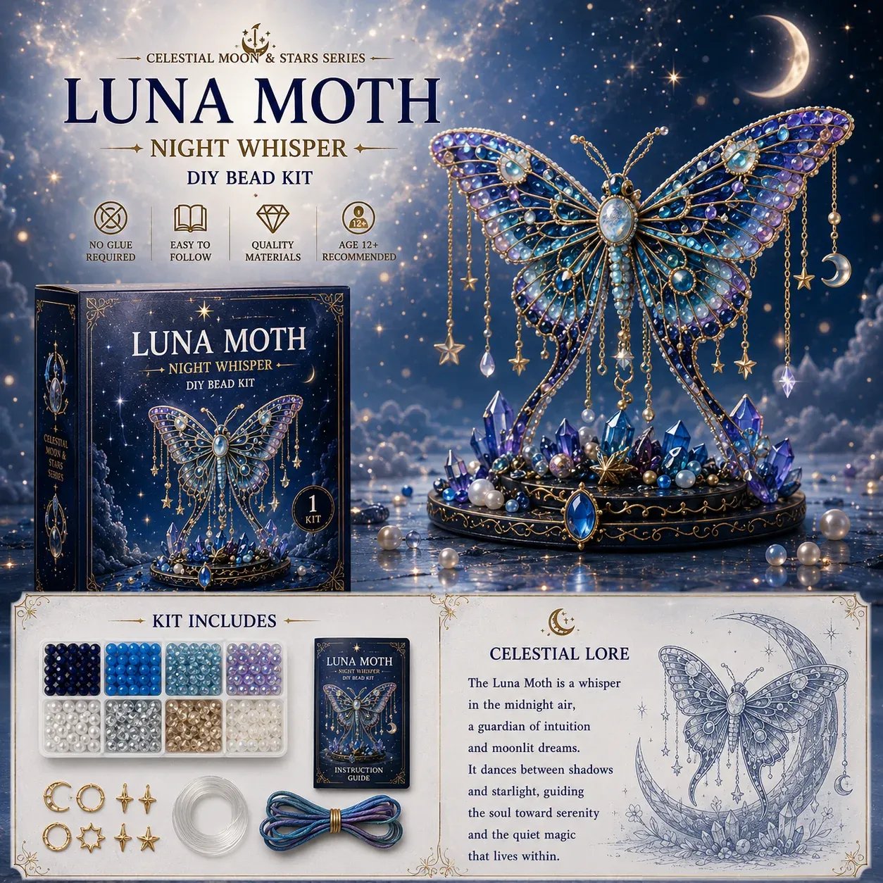 🔥2026 Hot Sale -🧵 Moon & Mythic 3D Bead Kit Collection | Perfect Gift for Craft & Animal Lovers ✨