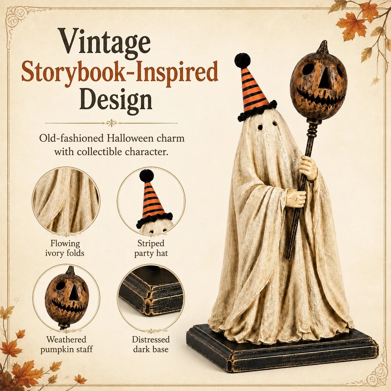 🔥Last Day 49% OFF🔥🎃Lighted Vintage Ghost Figurine with Glowing Pumpkin Staff