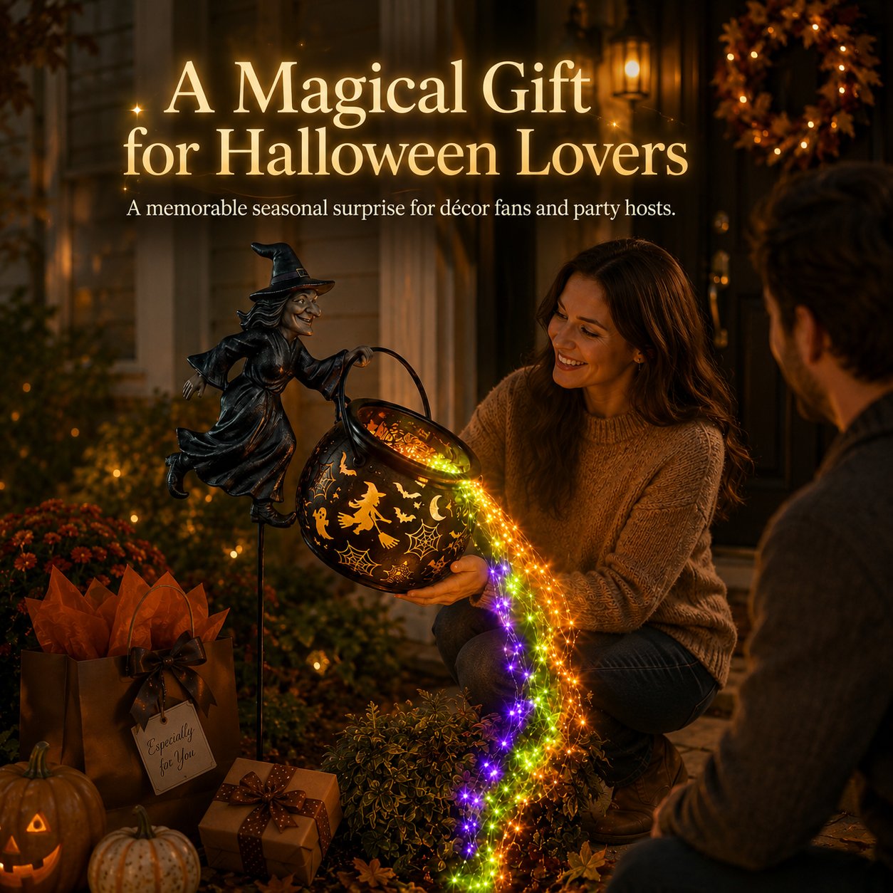 Halloween Witch Cauldron Solar Garden Light | 2026 Spooky Outdoor Decor