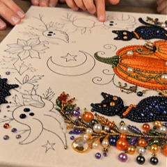 💥 Last Day 49% OFF – 👻✨ Halloween Pearl Art DIY Kit – Turn Tiny Pearls into Spooky-Cute Magic