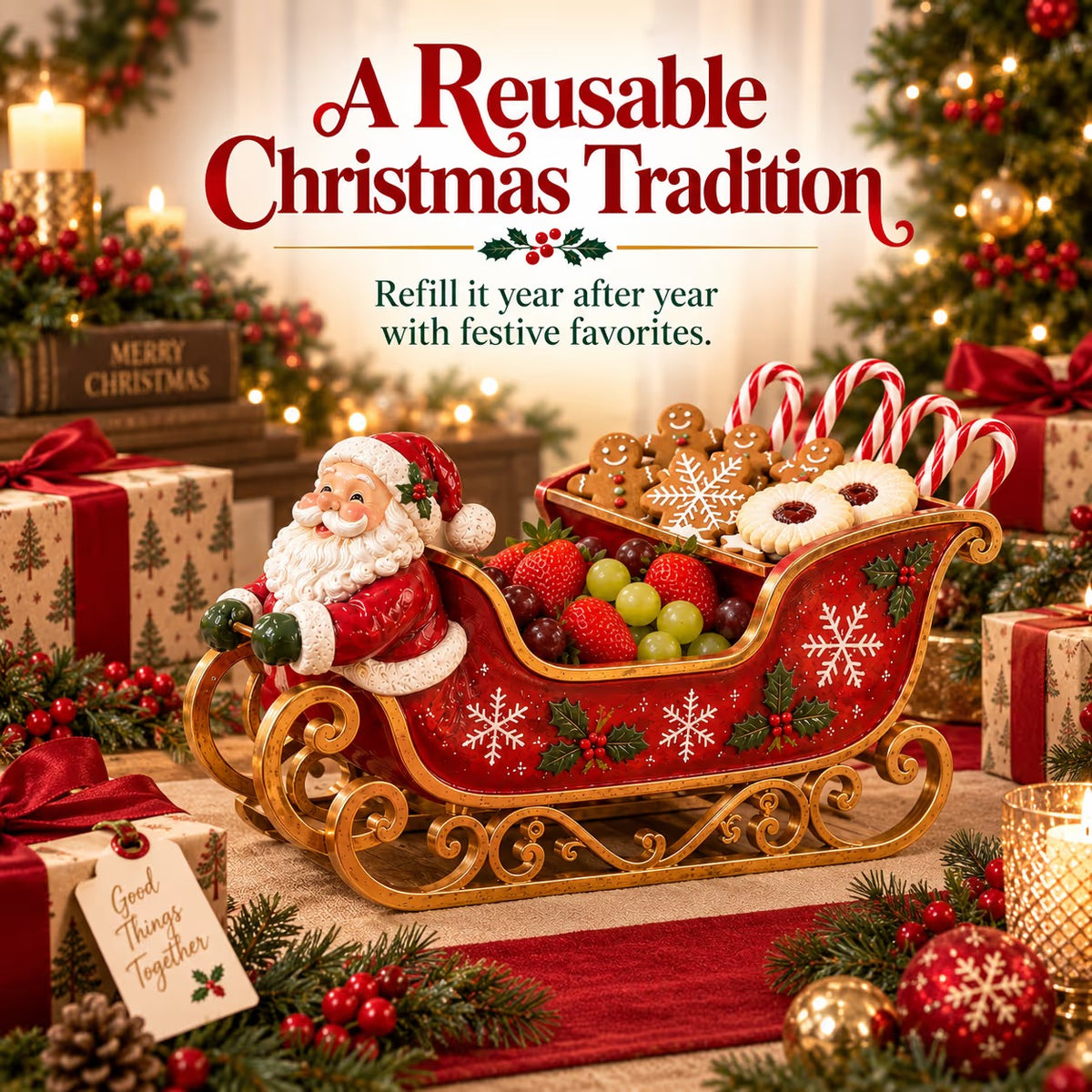 🎄 Up to 50% Off — 🎅 Santa Sleigh Serving Tray