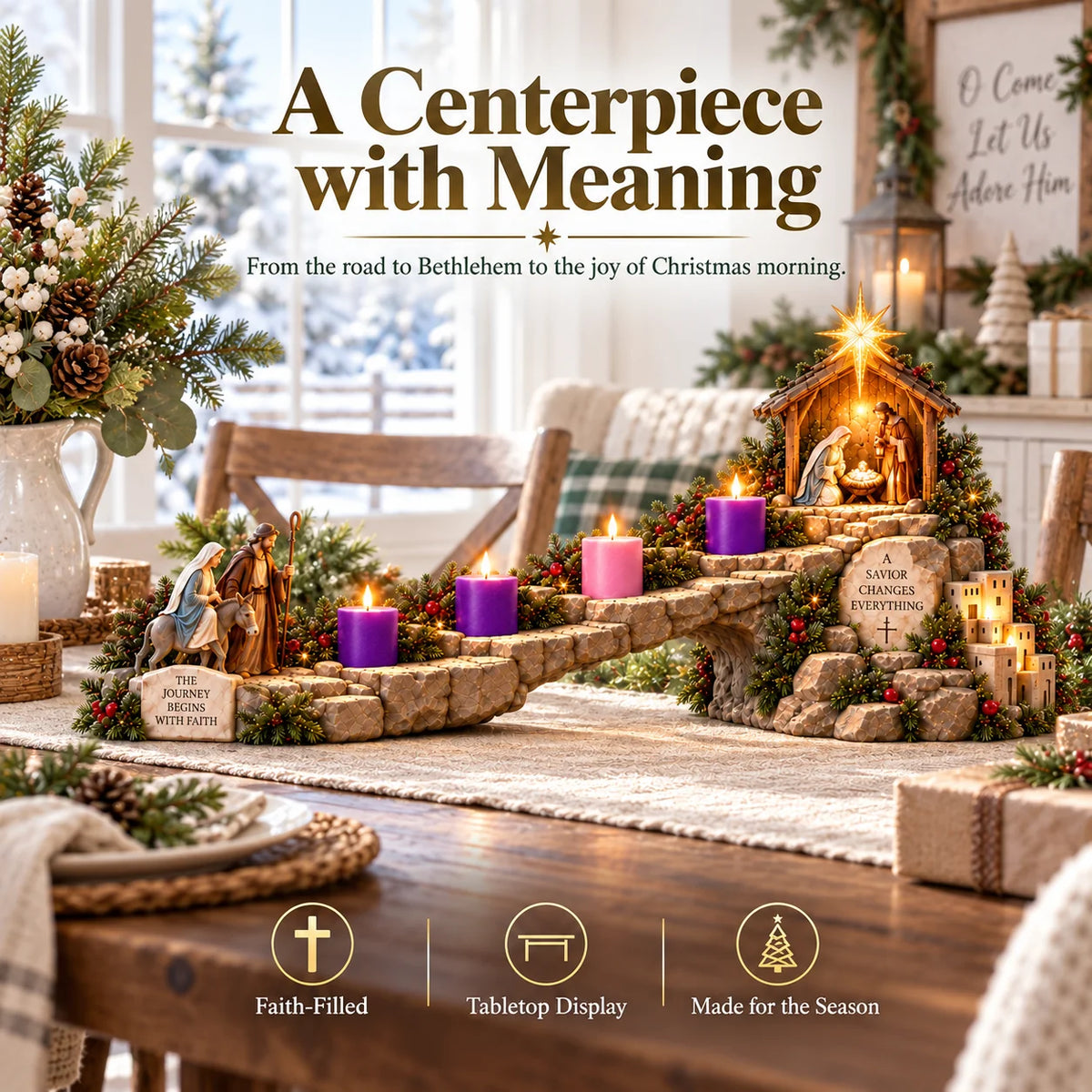 ✨✝️ Journey to Bethlehem – 4-Week Lighted Advent Nativity Path
