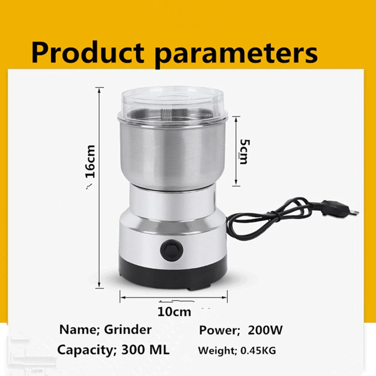 🌿high-speed Stainless Steel Grain Grinder