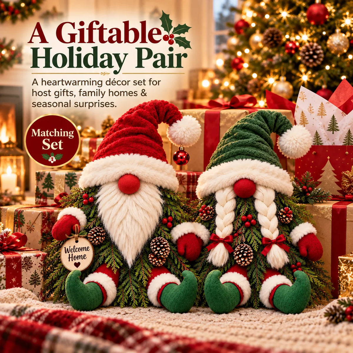 Christmas Evergreen Gnome Decorations