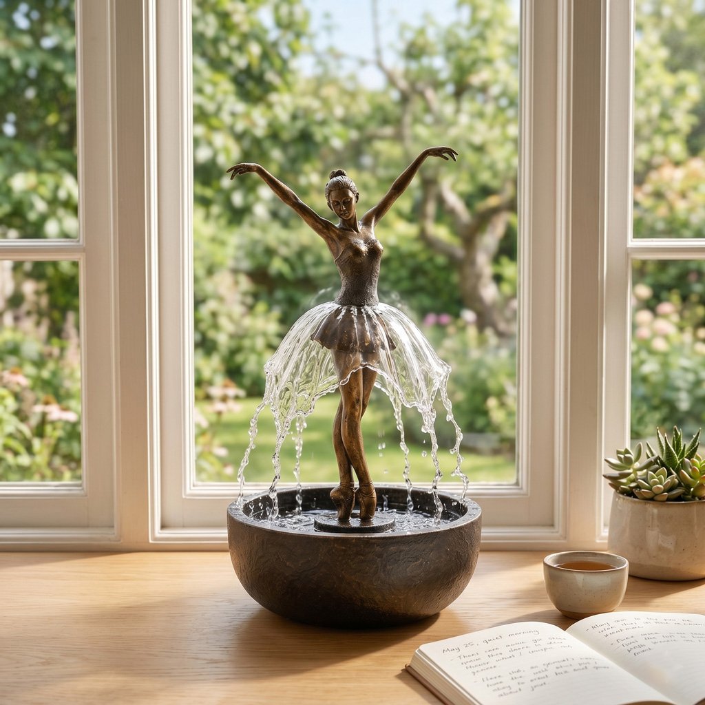 🔥💃 Elegant Ballerina Tabletop Water Fountain for Home & Office Decor💧