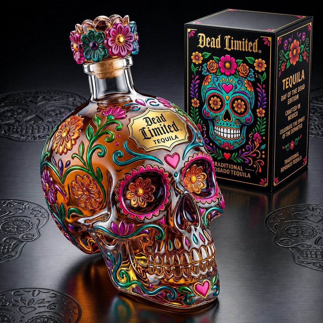 🎁Halloween 50% OFF🍷Skull Tequila Bottle – Colorful Collector’s Gift Box🎁