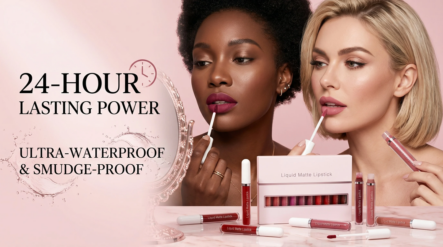 2026 Hot 49% OFFđ10Pcs Liquid Matte Matt Lipstick Set, Long Lasting Lipstick 24 hour Waterproof Lip Gloss