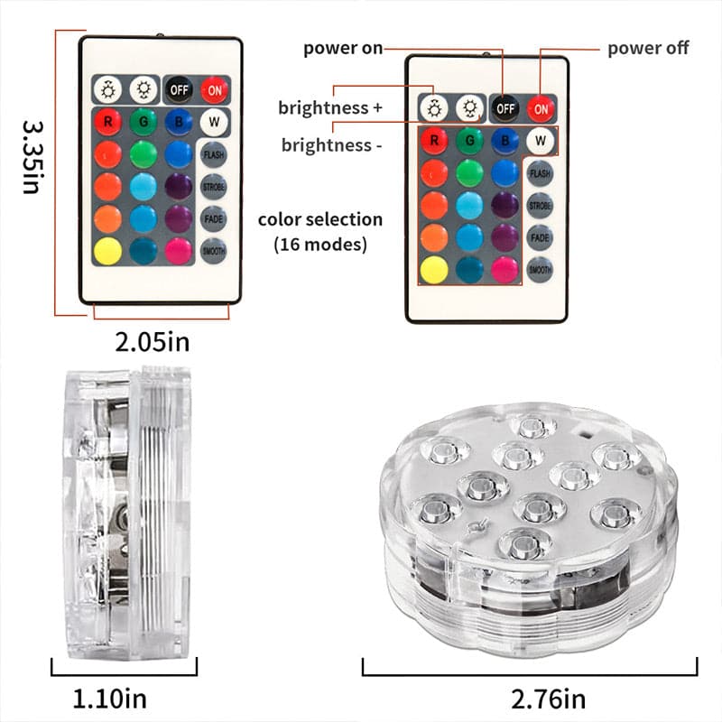 Submersible waterproof LED lighting with remote control for swimming pool