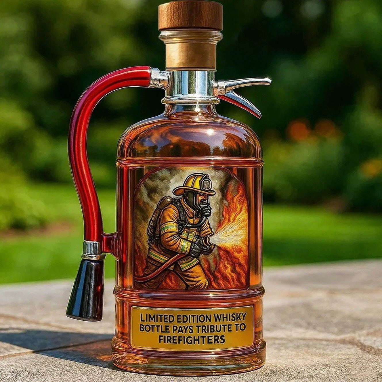 Tribute to Heroes – 3D Embossed Vodka & Whiskey Bottle🧯
