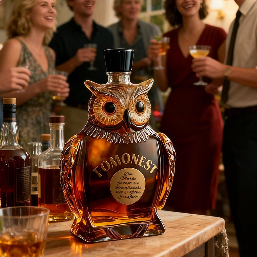FOMONEST™ Owl Whiskey Decanter 350 ml ——Unique Glass Bottle for Whiskey, Wine & Liquor