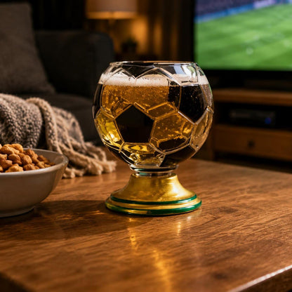 ⚽🏆 Football Rotating Whiskey Glass with Trophy Base – Soccer Party Beer & Drink Cup, Fan Gift 🍺🎁