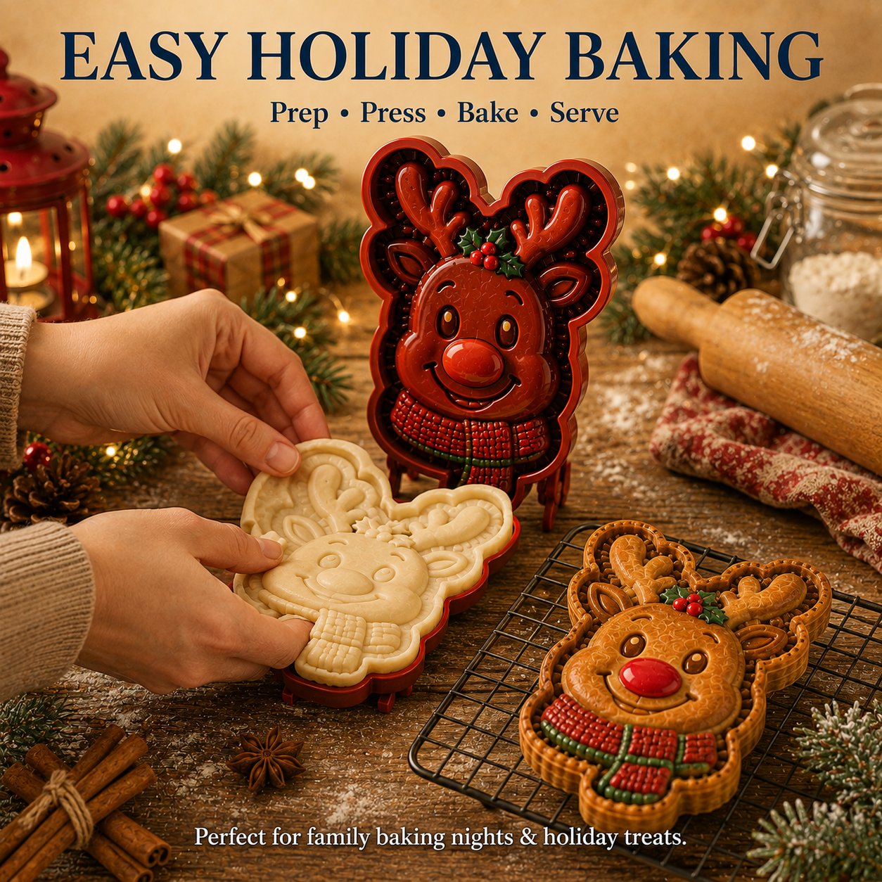 🎄 Christmas Themed Embossed Mini‑Pie Mould Set | 8 Festive Character Designs for Holiday Baking