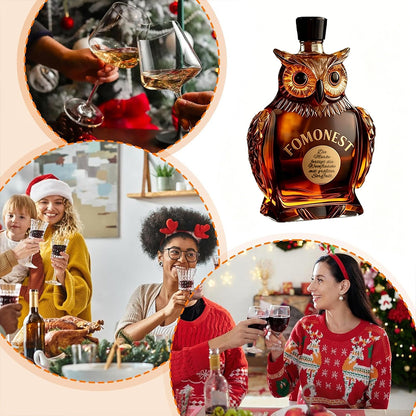 FOMONEST™ Owl Whiskey Decanter 350 ml ——Unique Glass Bottle for Whiskey, Wine & Liquor