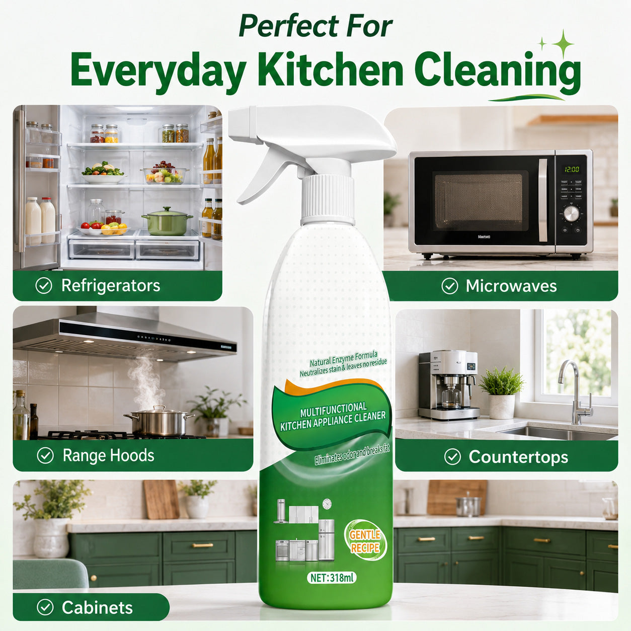 💥LAST DAY SALE 79% OFF💥Kitchen Spray Cleaner and Degreaser for Kitchens,Counter tops,Ovens,and Appliances