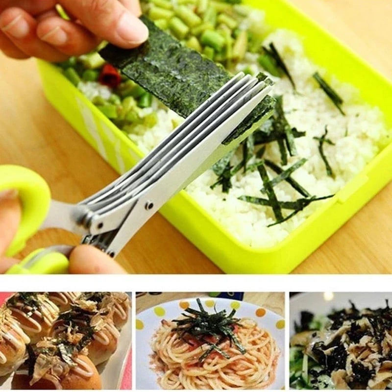 🔥 Today Only🎁5 Blade Kitchen Salad Scissors+ FREE Cleaning Comb