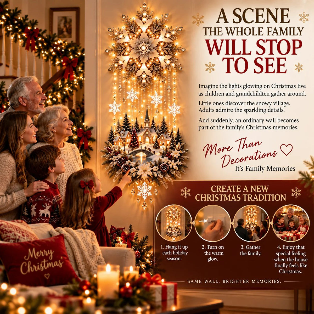 🔥Buy 2 Get 20% OFF🔥Christmas Snowflake Village Lighted Wall Decor