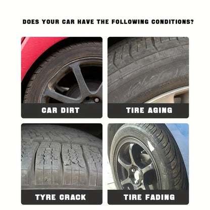 ✨ Tire wax – restores black gloss, blocks UV, repels dirt. Easy & quick!