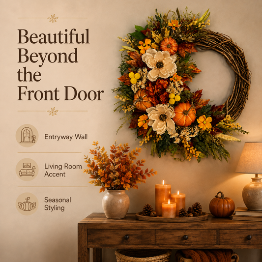 🎃🍂 Fall Wreath for Front Door – Pumpkin, Sunflower & Autumn Floral Harvest Decor