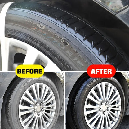 ✨ Tire wax – restores black gloss, blocks UV, repels dirt. Easy & quick!