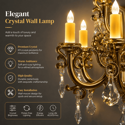 Sparkling Crystal Chandelier Candle Night Light with Warm LED Glow & Dusk to Dawn Sensor