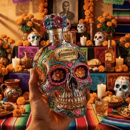 🔥 HOT SALE 64% OFF – Day of the Dead 3D Sculpted Tequila Collector’s Edition Bottle 💀🌹🎁