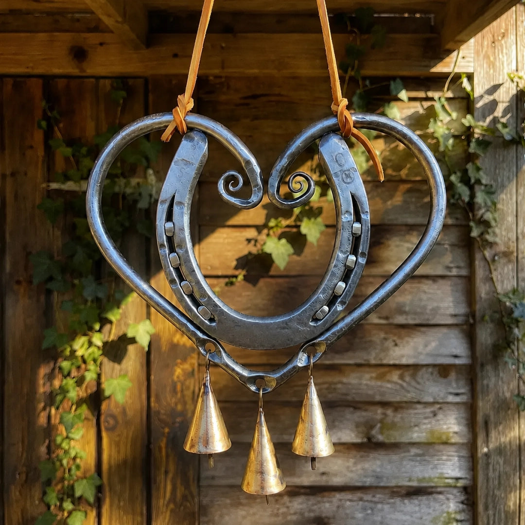 ❤️ 100% Handmade Lucky Horseshoe Heart Wind Chime | Bring Love & Good Luck Home