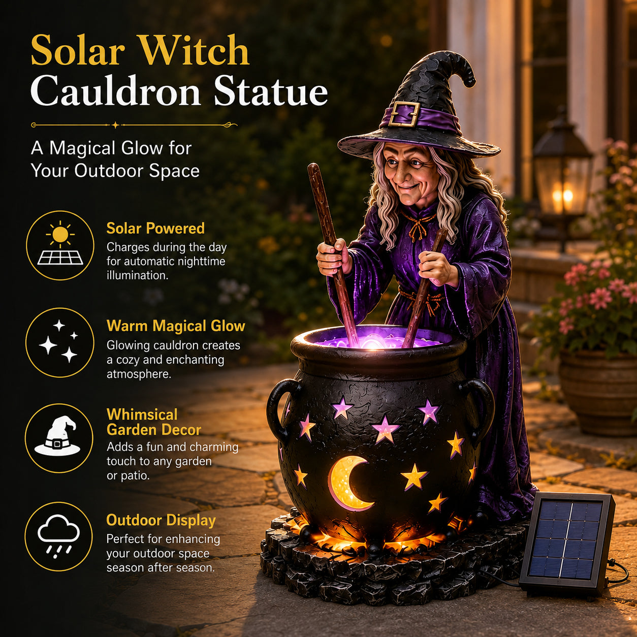 🧙‍♀️Limited-Time 50% OFF🪄Halloween Witch Glowing Cauldron Solar Light