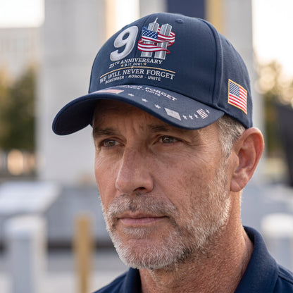 🔥9/11 25th Anniversary We Will Never Forget Printed Memorial Baseball Cap – Unisex Patriotic Memorial Hat🧢