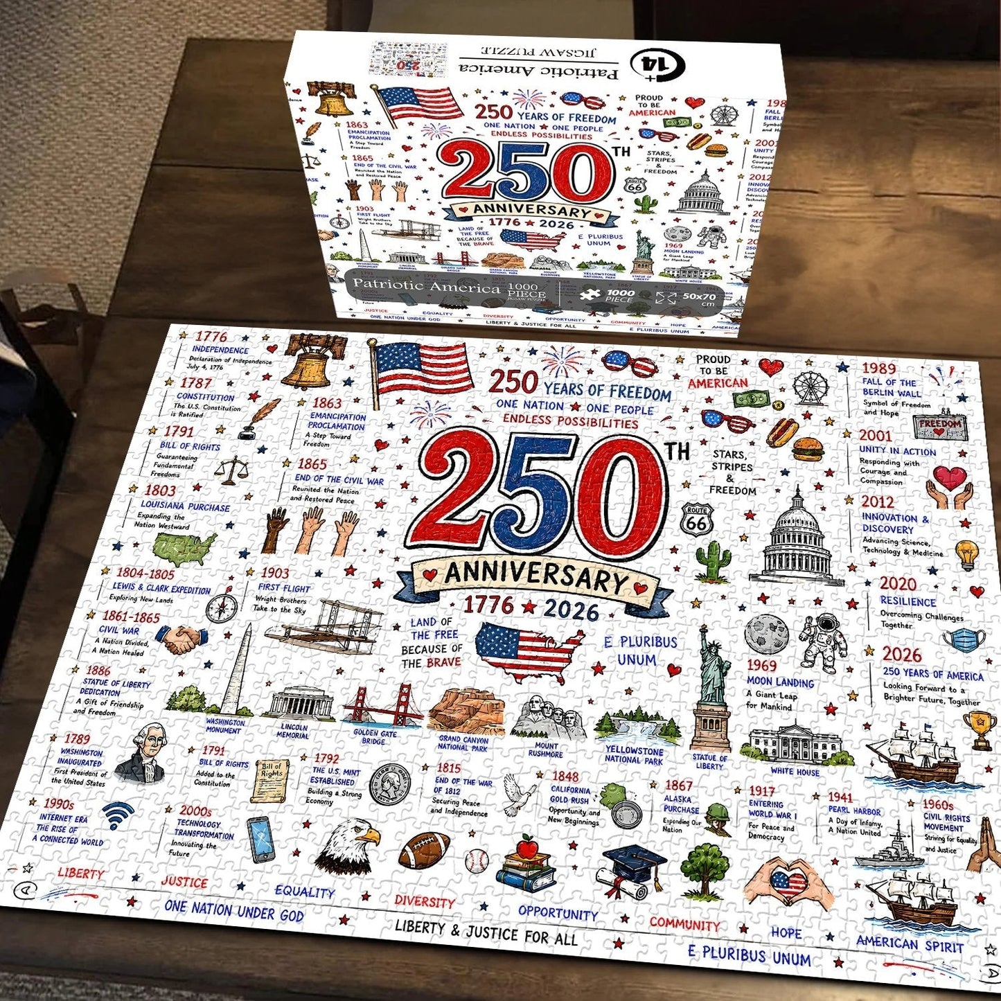 🧩 Patriotic America Jigsaw Puzzle 1000 Pieces 🎁Buy 2 Free Shipping