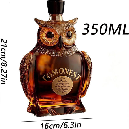 FOMONEST™ Owl Whiskey Decanter 350 ml ——Unique Glass Bottle for Whiskey, Wine & Liquor