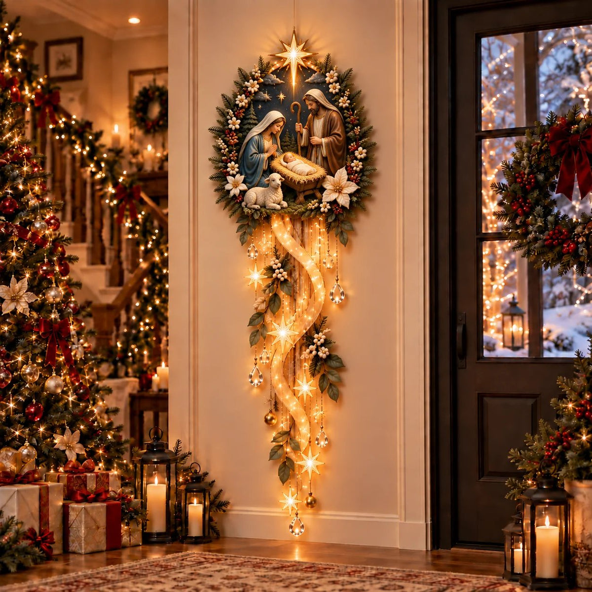 ✨🌟 Nativity Starfall Wall Light – A Meaningful Christmas Glow