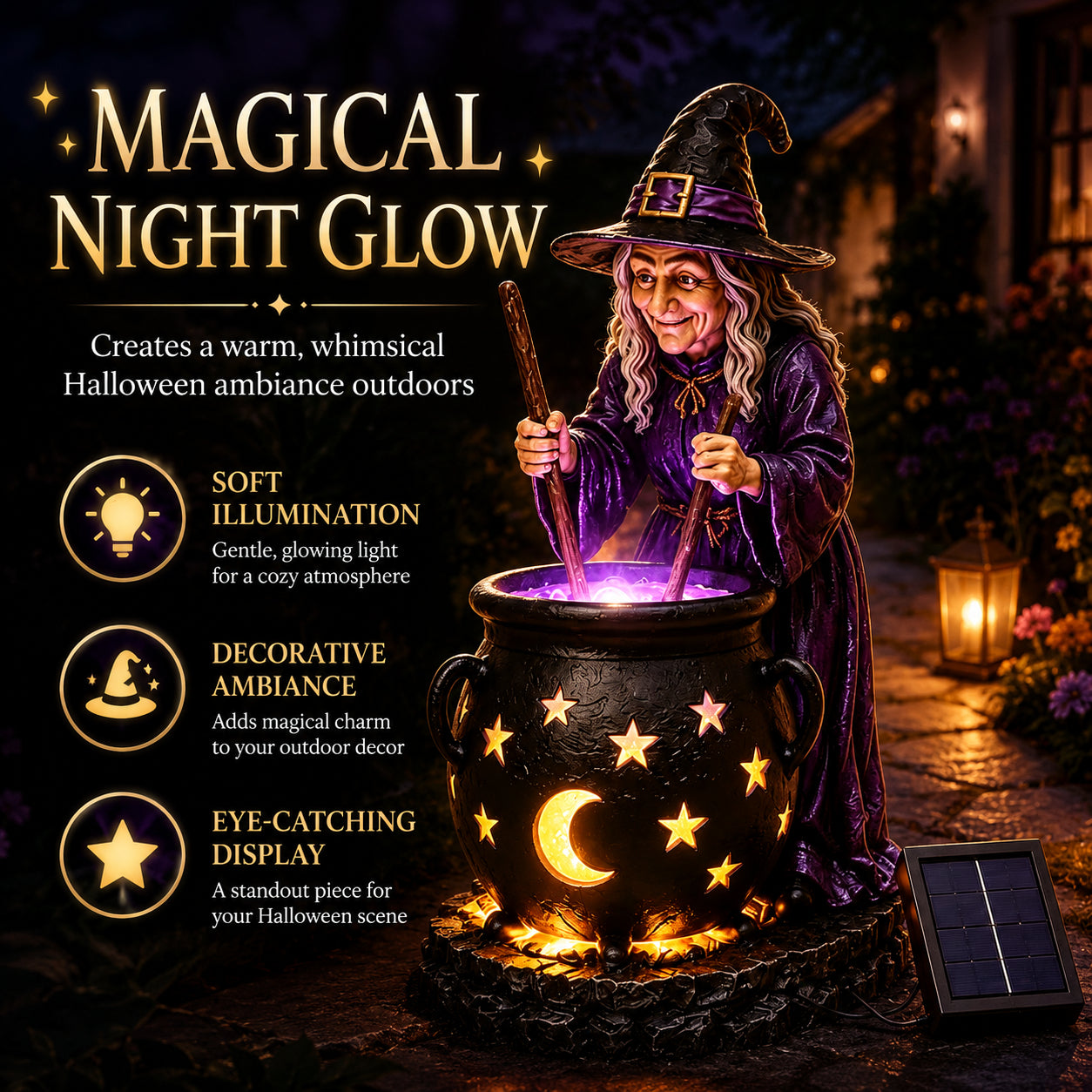 🧙‍♀️Limited-Time 50% OFF🪄Halloween Witch Glowing Cauldron Solar Light