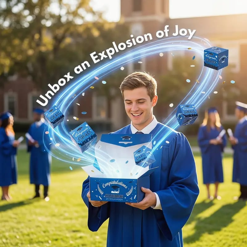 🔥2026 Graduation Explosion Pop Gift Box 🎓 Surprise Bounce Cash Box Grad Party Gift Bag Set