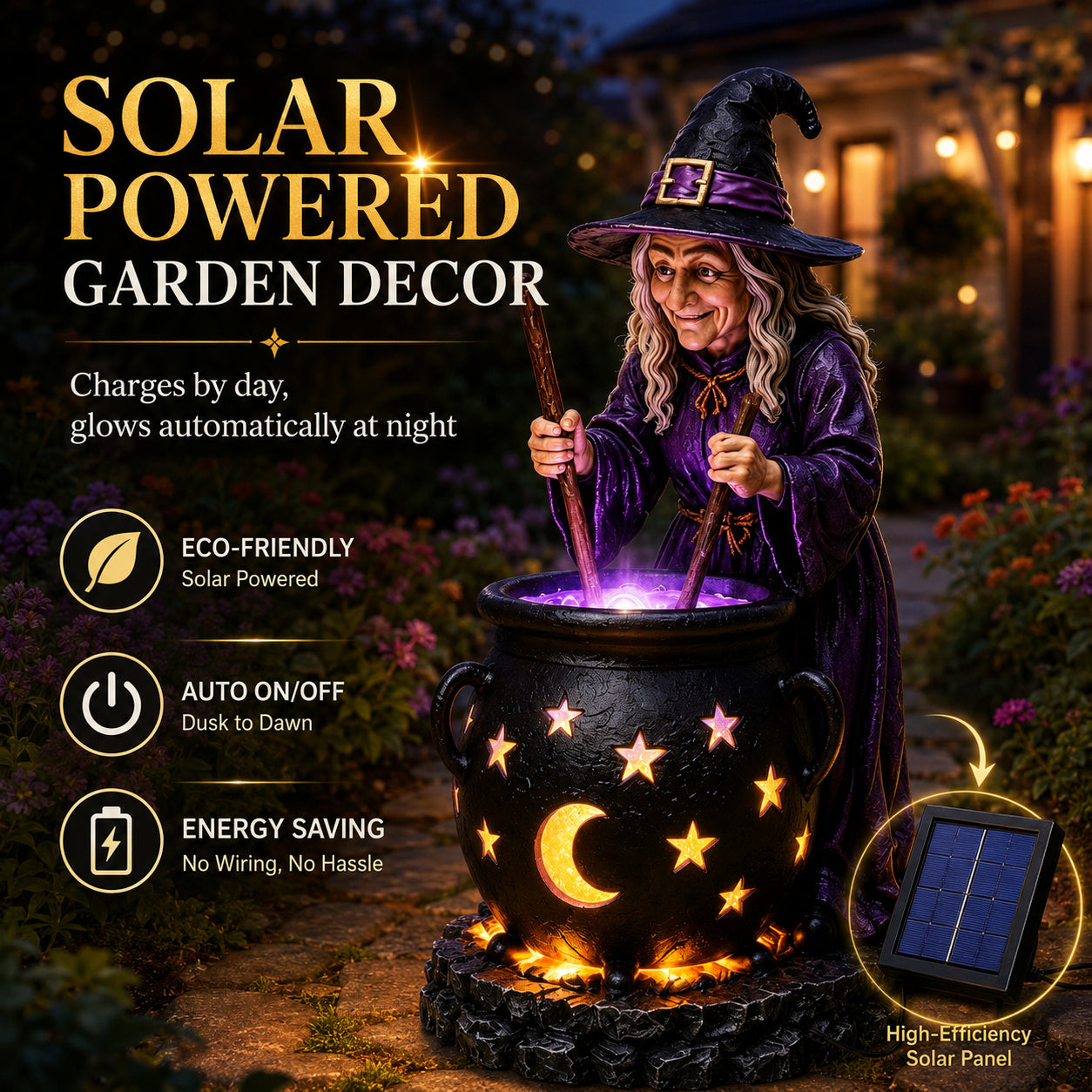 🧙‍♀️Limited-Time 50% OFF🪄Halloween Witch Glowing Cauldron Solar Light
