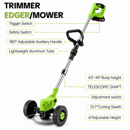3-in-1 Cordless String Trimmer, Edger & Mini Mower