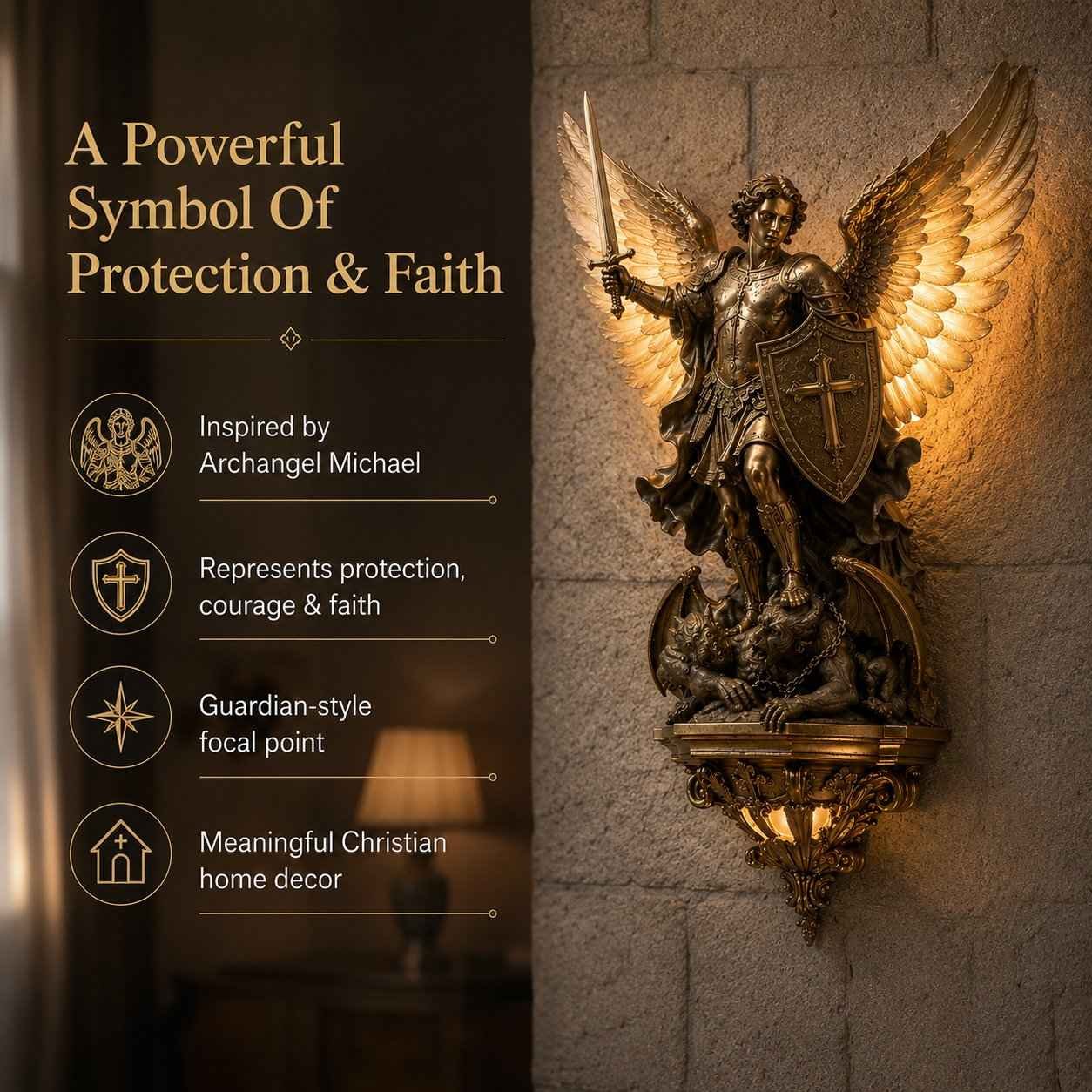 🔥 50% OFF TODAY ✨ Divine Archangel Wall Light | Protection & Faith Decor
