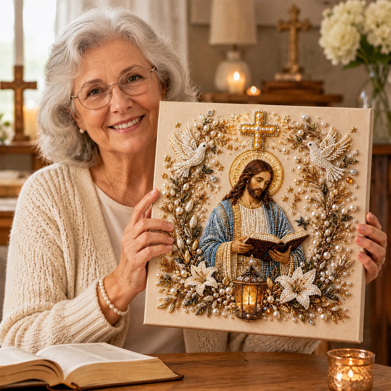 🔥 Last Day 50% OFF – ✝️ DIY Jesus Pearl Art Kit | 3D Pearl-Style Christian Artwork for Prayer Corners & Faith Gifts
