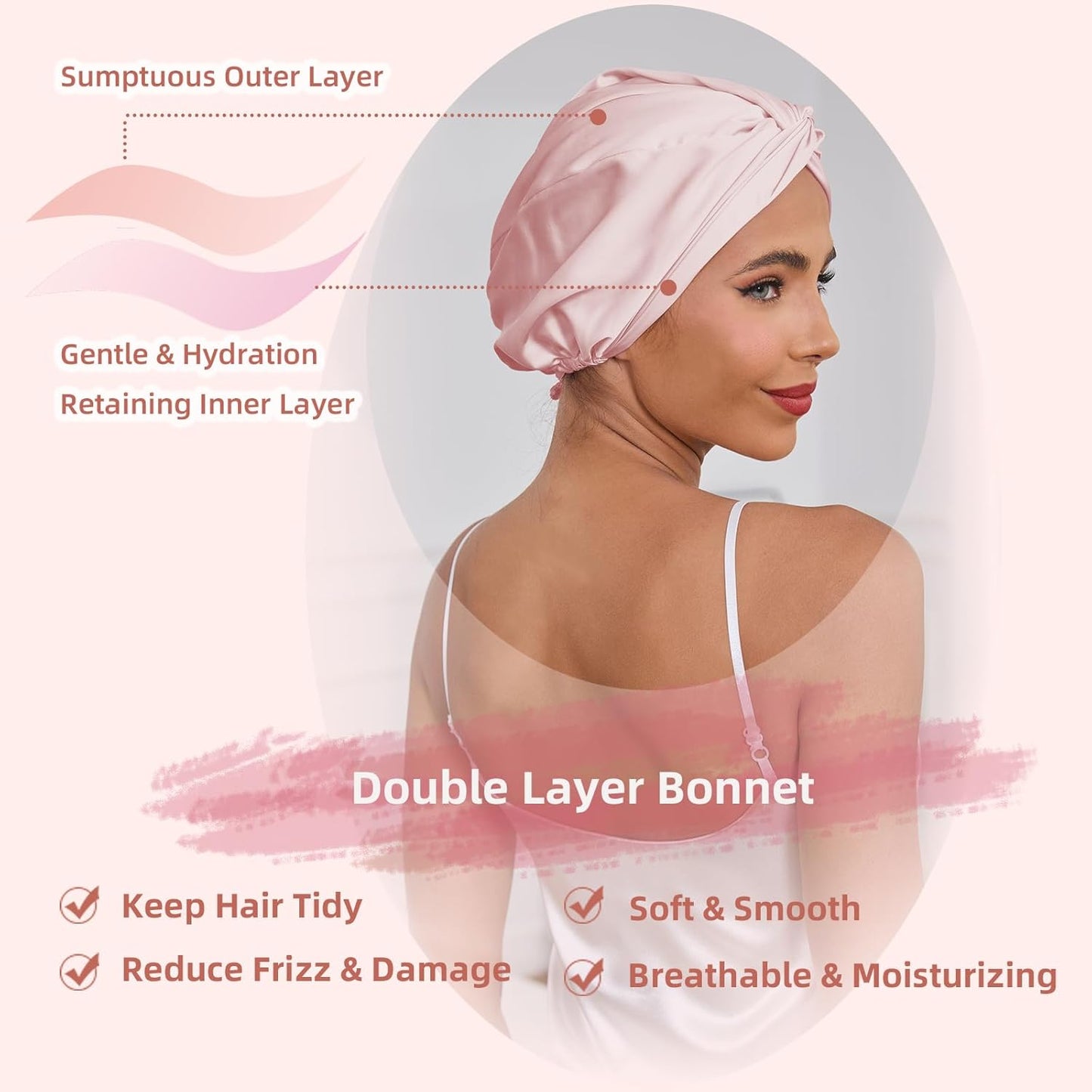 🌙 Good Hair Days Start Here: Adjustable Silk Satin Bonnet – Anti-Frizz, Zero Breakage, Perfect for Curly & Natural Hair 💖