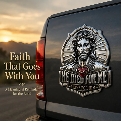 ❤️He Died For Me Emblem ✝️ | Waterproof • No Fade • No Rust • Adhesive