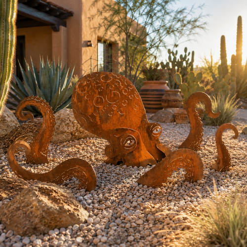 🔥Last Day 50% OFF🔥- 🐙Rust Patina Giant Squid Garden Sculpture
