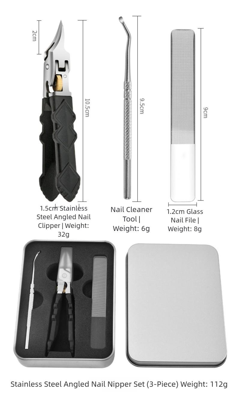 🔥50% off today only🔥Black Anti-Slip Grip Gear Lock Nail Clipper Set with Ultra-Sharp Tips for Precise Access to Nail Grooves
