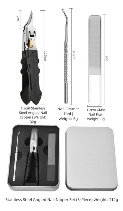 🔥50% off today only🔥Black Anti-Slip Grip Gear Lock Nail Clipper Set with Ultra-Sharp Tips for Precise Access to Nail Grooves