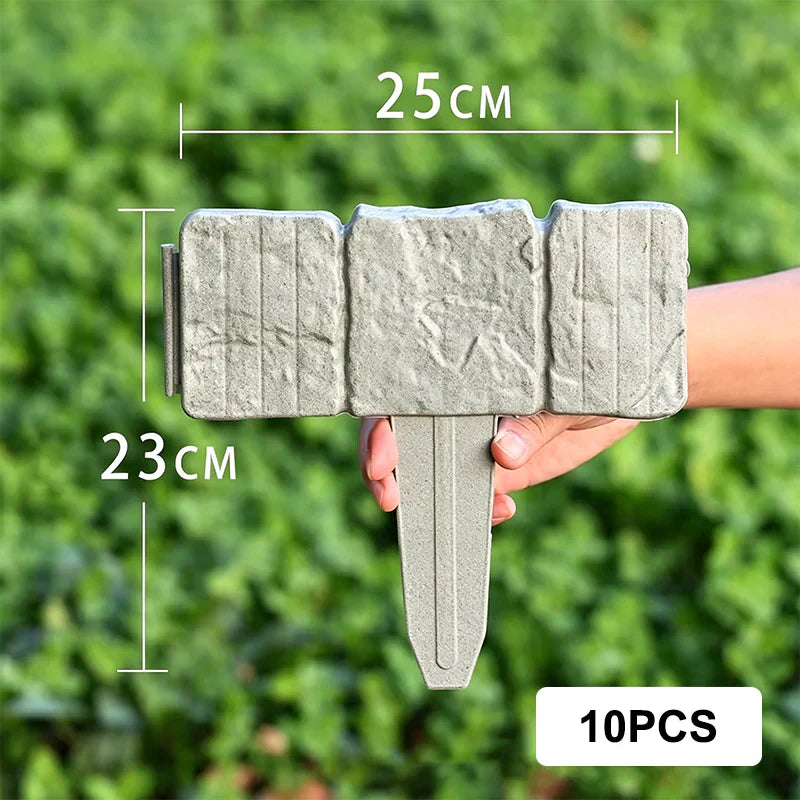 🌿Decorative Stone-Look Garden Edging Fence | Weather-Resistant, Tool-Free Install — 10 & 20 PCS