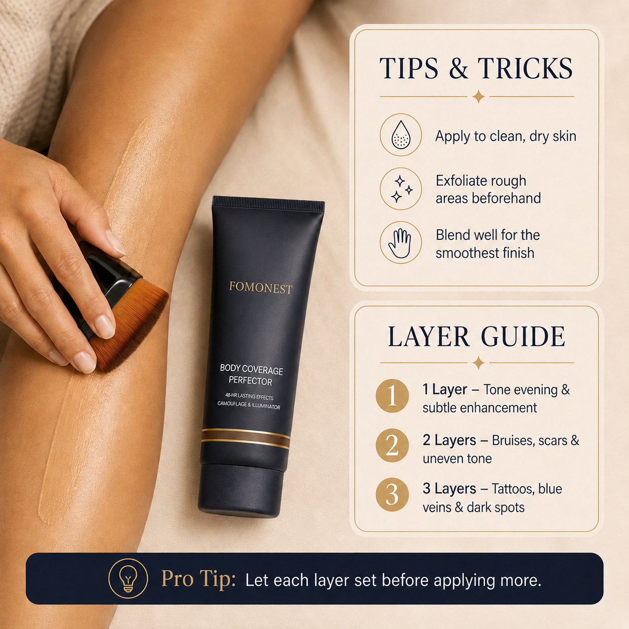 Waterproof & Sweatproof Full Coverage Body Tattoo Concealer | Instant Coverage, Limited Time: Free Concealer Brush Included