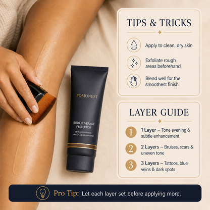 Waterproof & Sweatproof Full Coverage Body Tattoo Concealer | Instant Coverage, Limited Time: Free Concealer Brush Included