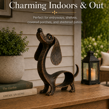 🐾✨ Un personnage inoubliable — Sculpture en métal représentant un teckel, en bronze antique