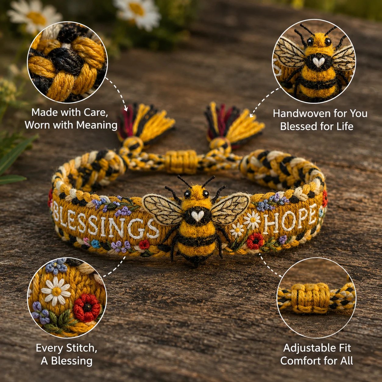 🌼 Blessings & Hope 🐝 2026 Limited Edition Handmade Woven Bracelet