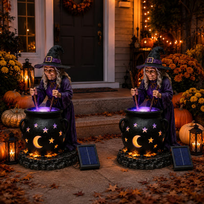 🧙‍♀️Limited-Time 50% OFF🪄Halloween Witch Glowing Cauldron Solar Light